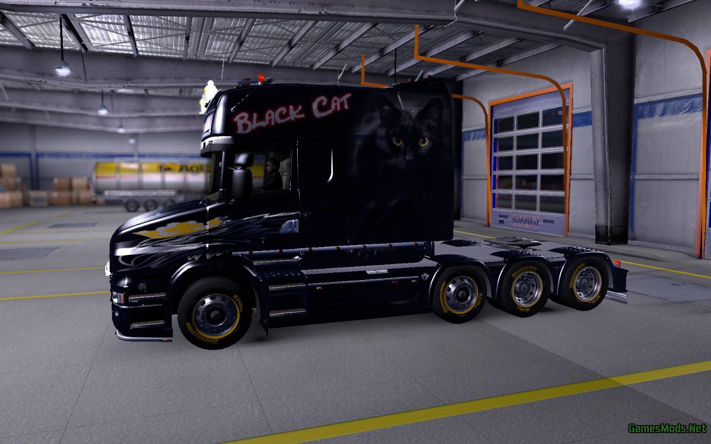 Scania T Longline Black Cat 1 10 1 Gamesmods Net Fs19
