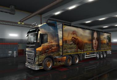 ELEPHANT THEME – SKIN FOR 1.35.X VOLVO FH2012 + 2 TRAILERS