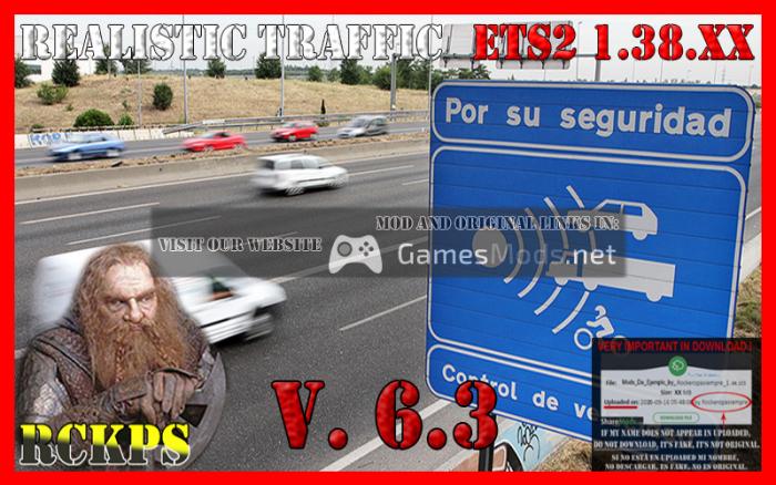 Realistic Traffic 6.3 For Euro Truck Simulator 2 V.1.38.XX