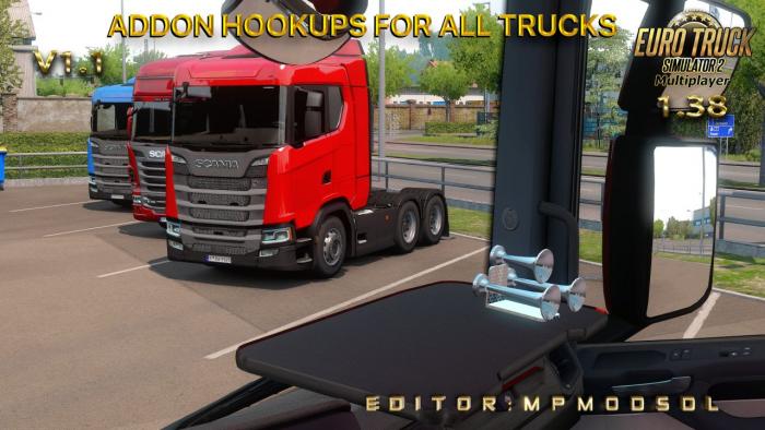 Addon Hookups For All Trucks v1.1 For Multiplayer ETS2 1.38