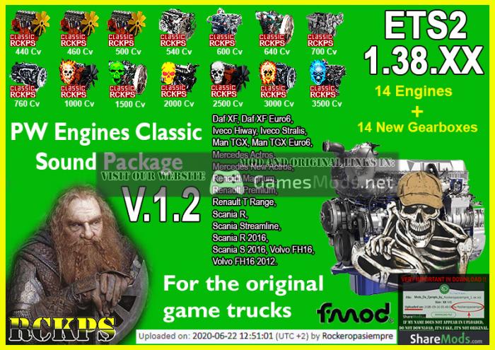 PW Engines Classic Sounds Pack V.1.2 para ETS2 1.38.XX