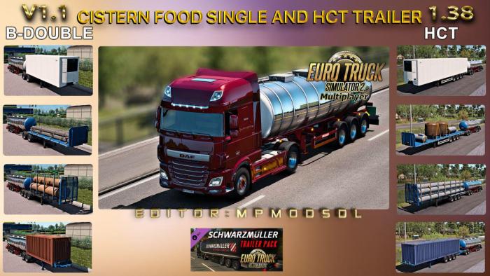 CISTERN FOOD SINGLE AND HCT TRAILER V1.1 FOR ETS2 MULTIPLAYER 1.38