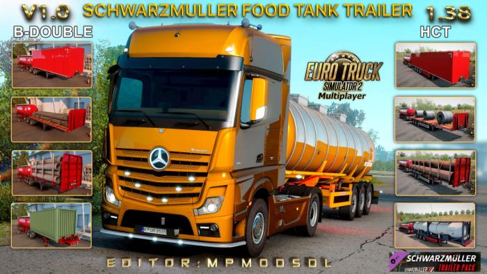 Schwarzmuller Food Tank B-Double And HCT Trailer v1.0 For ETS2 Multiplayer 1.38