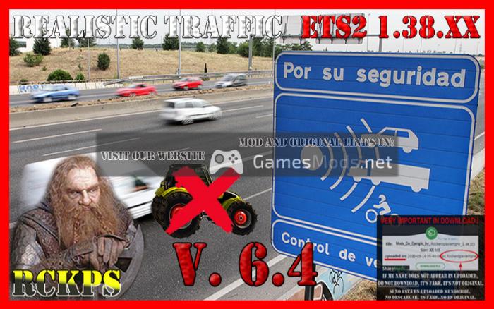 Realistic Traffic 6.4 For Euro Truck Simulator 2 V.1.38.XX