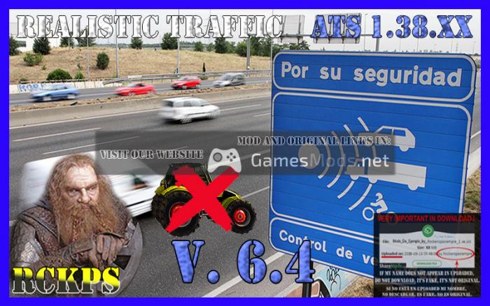 Realistic Traffic 6.4 For American Truck Simulator 1.38.XX
