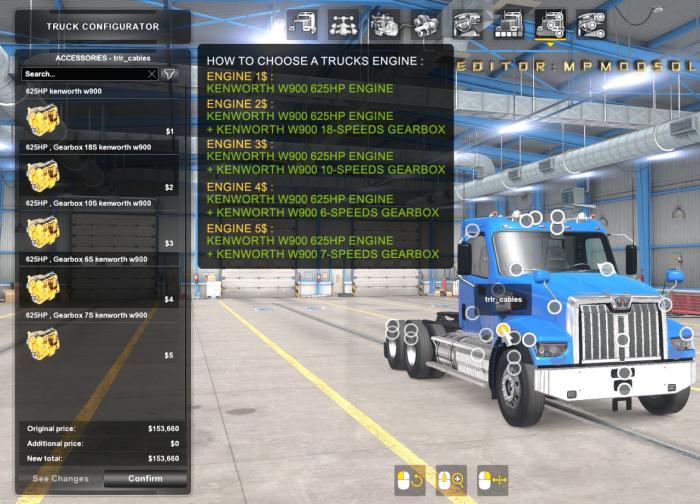 Kenworth W900 625HP Engine And Gearbox For All Trucks Mod v1.2 For ATS Multiplayer