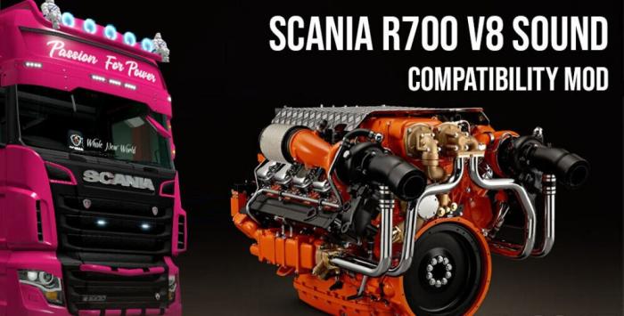 SCANIA R700 V8 Open Pipe Sound Compatibility [1.39]