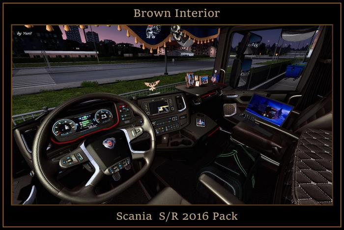 BROWN INTERIOR SCANIA S/R 2016 PACK V1.0