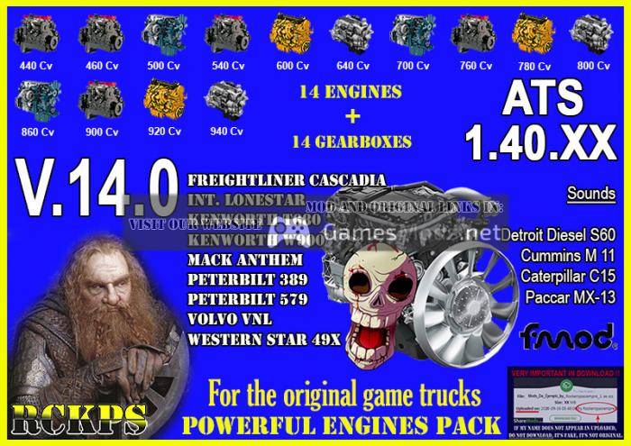 Pack Powerful engines + gearboxes V.14.0 for ATS 1.40.XX